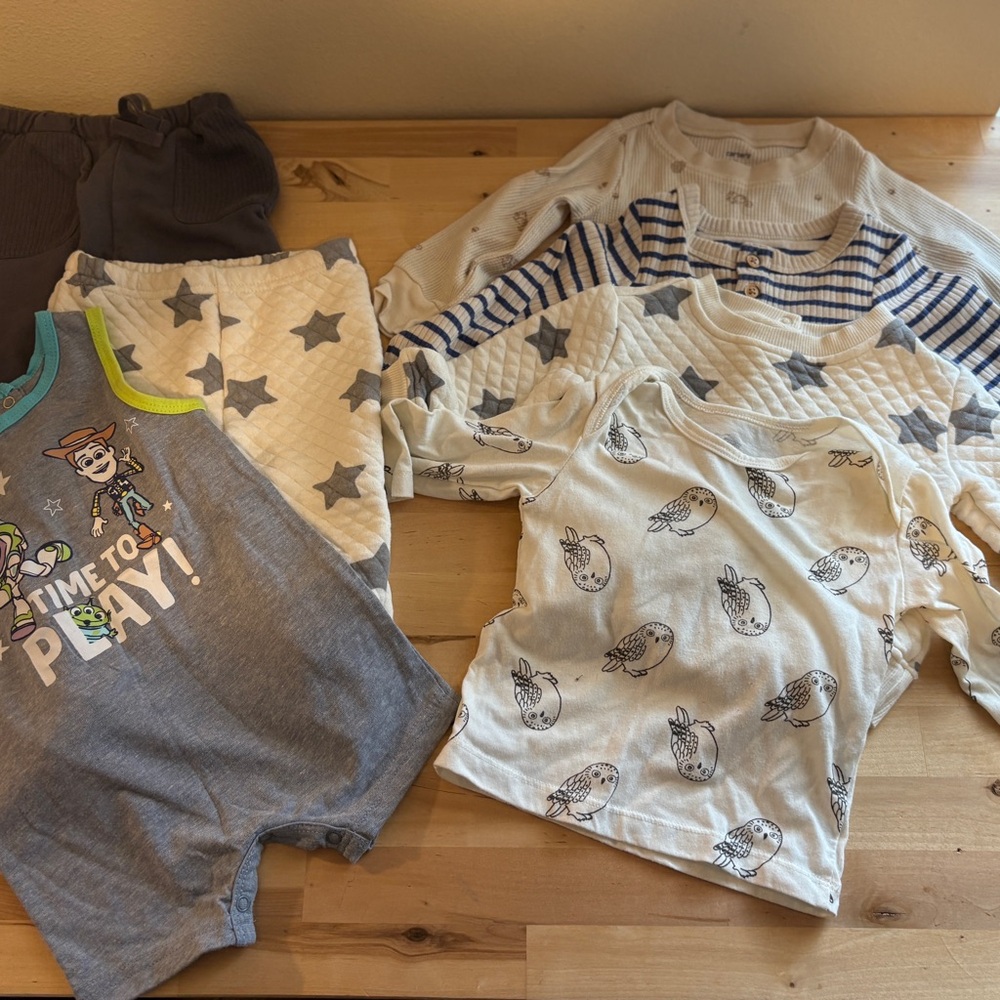Kids Cream and Gray Star & Bird Pajama Tops - Cozy Sleep Tee